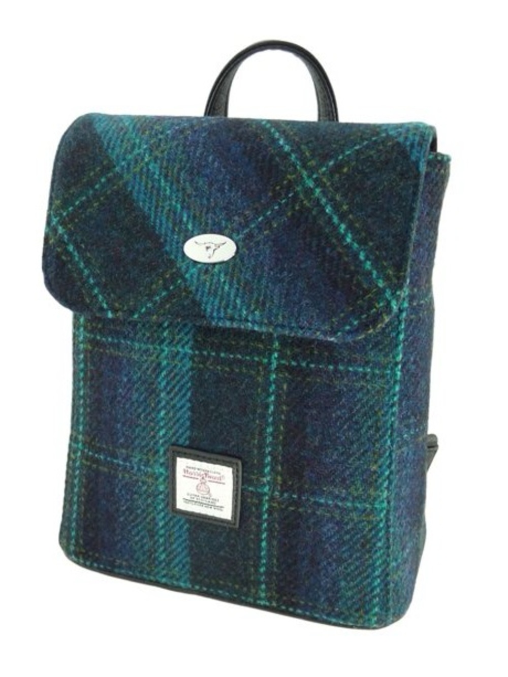 Glen Appin of Scotland Harris Tweed 'Tummel' Mini Blue Plaid Backpack 10 × 8 x 5